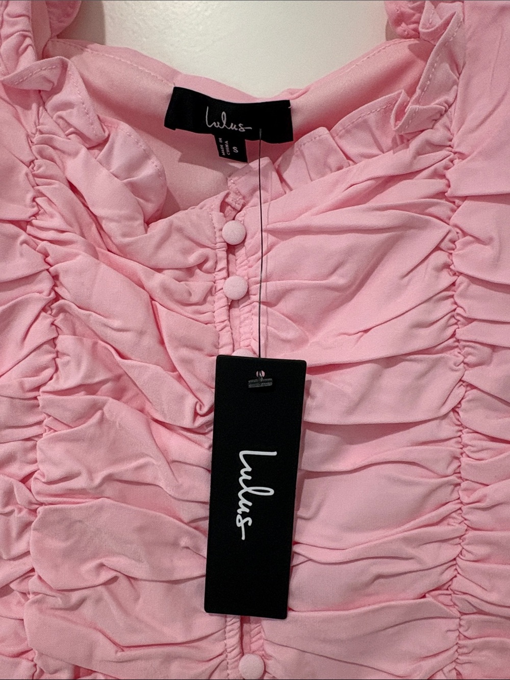 NEW Lulu's Pastel Pink Ruched Ruffle Camisole - Picture 3 of 4